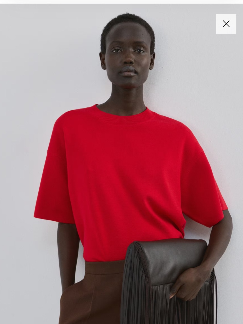 Mango red short sleeve sweater